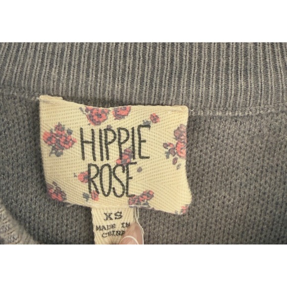 Hippie Rose Cozy Gray Teddy Bear Graphic Crewneck Sweater XS Pullover - Picture 3 of 6